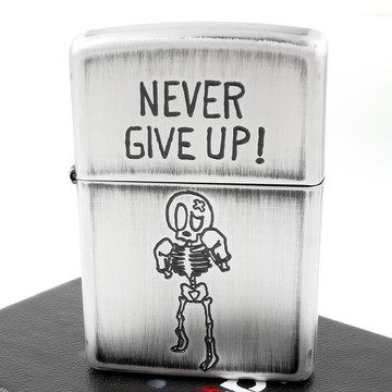 Zippo 日系~NEVER GIVE UP-永不放棄-骷髏圖案設計打火機 NO.2UDS-GIVEUP