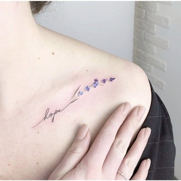 「希望HOPE」薰衣草 紋身貼紙 微刺青 小清新 小紅書同款 花語 抖音同款 超美 可愛 紋身貼 小心機 性感 設計款