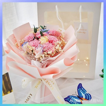 🏅送禮首選💝禮物🎗生日禮物送女生閨蜜女朋友媽媽滿天星幹花仿真玫瑰花花束成品實用