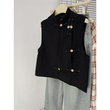 氣質輕熟高級感國風立領馬甲女秋冬新中式復古盤扣疊穿坎肩背心