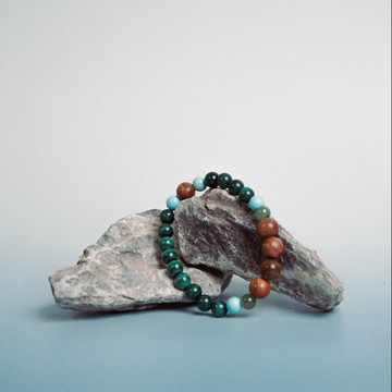 Meanwhile【木】原創自制孔雀石手鏈 綠色系天然石綠檀木