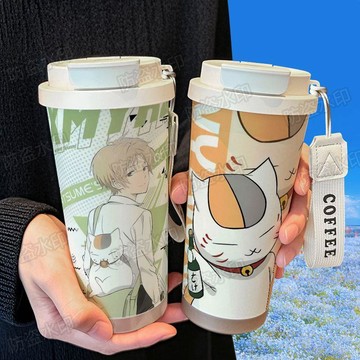 ❤️新品免運❤️夏目友人帳水杯咖啡杯 夏目友人帳周邊保溫杯 辦公水杯學生水杯 316不鏽鋼大容量吸管雙飲咖啡杯喝水杯