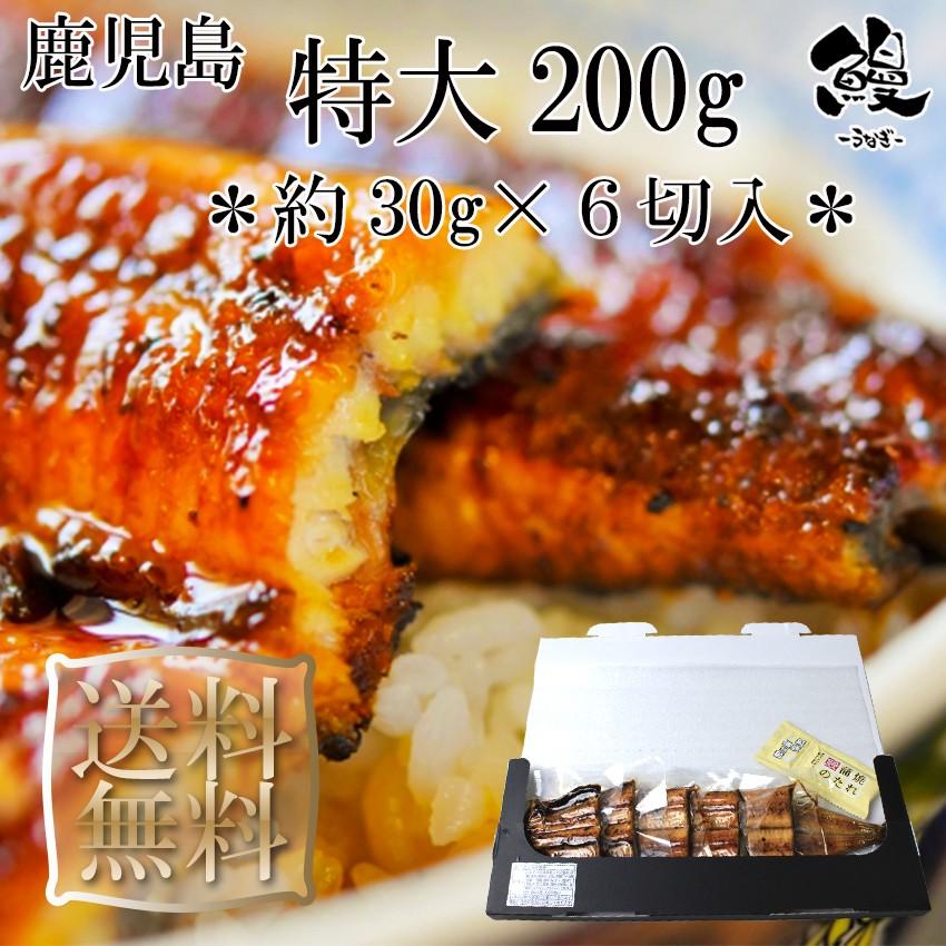 うなぎ蒲焼 6切カット 特大 200g 御歳暮 ギフト プレゼント 送料無料 鹿児島産 鰻