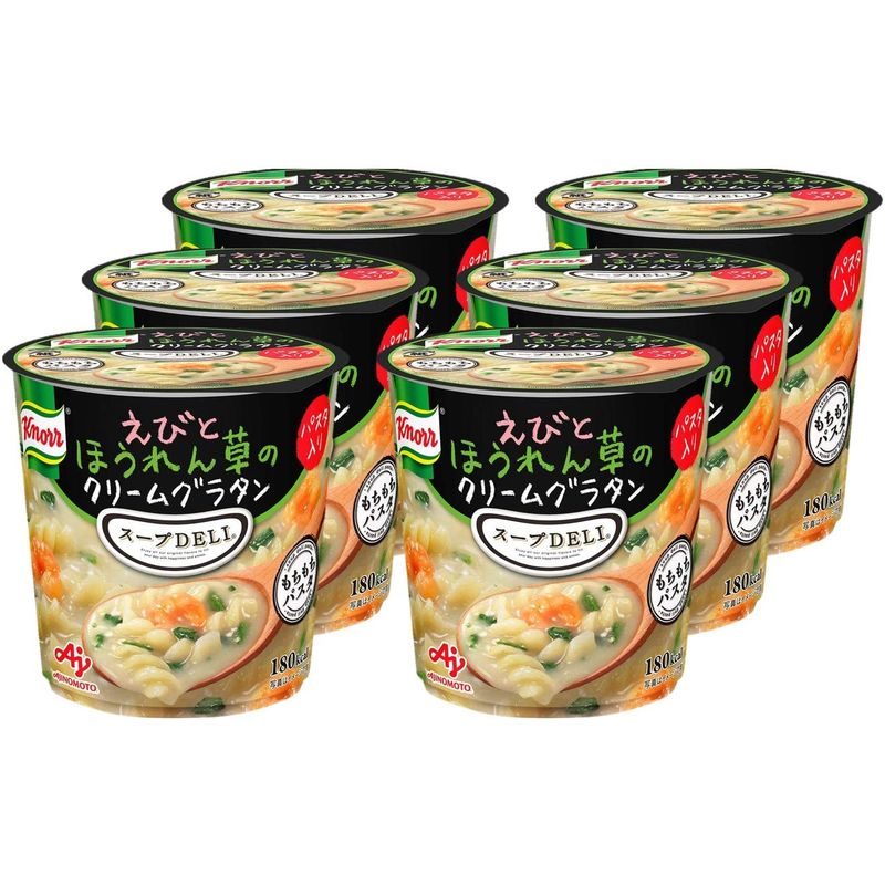 味の素 スープ DELI えびとほうれん草のクリームグラタン スープパスタ 46.2g6個 (カップスープ スープ パスタ 食品