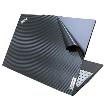 【Ezstick】Lenovo ThinkPad E16 Gen2 筆電機身貼｜黑色卡夢紋｜上蓋+鍵盤週圍+底部貼｜