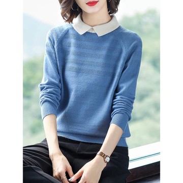 娃娃領毛衣女士秋裝2025年新款女裝薄款內搭上衣針織打底衫春秋
