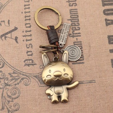 兔子鑰匙扣十二生肖可愛包包掛飾品個性腰掛件合金手工編織