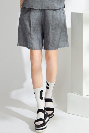 MW 亞麻棉鬆緊短褲