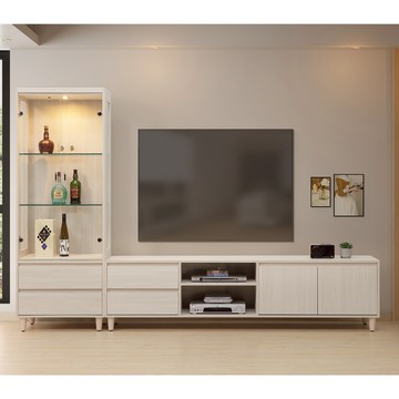 直人木業-DA極簡風白榆木199公分電視櫃搭配68公分展示櫃