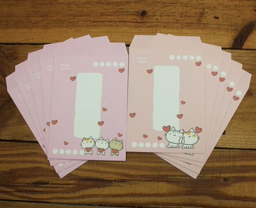 【信封】 星星貓短中式信封(粉紅)67404
