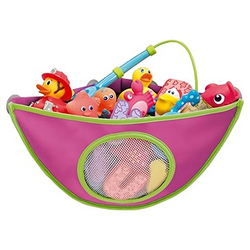 浴室角落洗澡玩具整理收納袋 420D牛津布塗層  28 x 28 x 38cm  粉色  1個