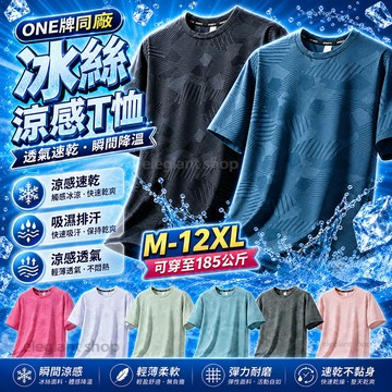 【M-12XL】冰絲涼感短袖 大尺碼透氣短袖男 運動短袖 吸濕排汗衫 圓領短袖 情侶冰絲衣 涼感衣 透氣彈力短袖 涼感T