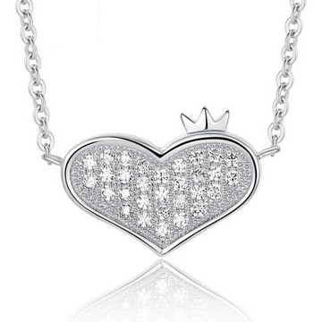 現貨+預購 925純銀項鍊 皇冠吊墜-愛心情侶送禮必備母親節生日情人節禮物女配件73v135【獨家進口】【米蘭精品】