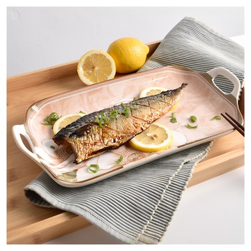 Homely Zakka 北歐新古典輕奢風陶瓷餐具 雙耳魚盤 31.5x17x3cm  粉色  1個