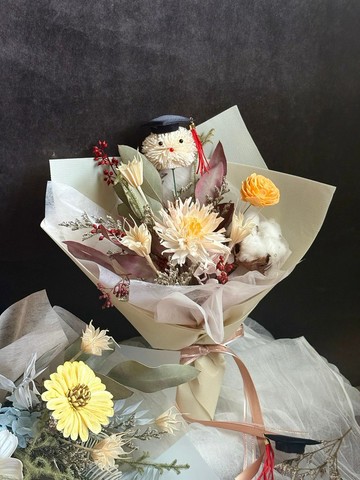 【畢業糰子 花束】祝福 畢業季 乾燥花 花束 永生花 花禮 畢業
