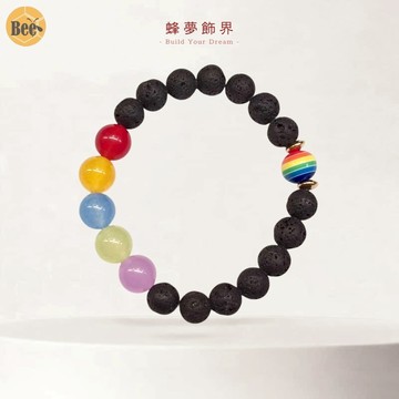 蜂夢飾界ꕤ〃🌈彩虹星球｜原創設計款｜彩虹手串｜彩虹手鍊｜性別平權｜彩虹友善｜火山石｜玉髓｜希望｜彩虹手鍊｜手作｜幸福