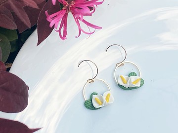 清雅海芋 手工軟陶耳環 | 耳夾