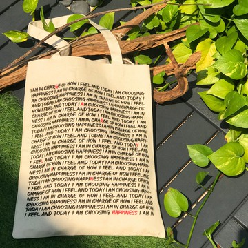 Happiness 無染 斜紋帆布袋 托特包 環保數位印刷