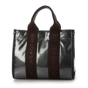 LA BAGAGERIE 亮面雙帶LOGO兩用托特包（小/金屬）_廠商直送