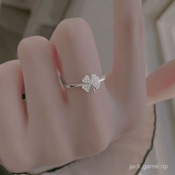 925純銀四葉草戒指女小衆設計輕奢ins潮開口食指戒冷淡風高級指環