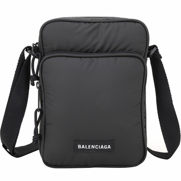 BALENCIAGA 巴黎世家  Explorer 字母標籤尼龍肩背郵差包(黑色)