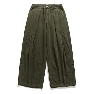 RICHMAN日系穿搭咖啡色寬松闊腿工裝褲男春秋款美式復古休閒褲子【木屋雜貨】