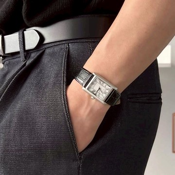 VOYEZ｜🇰🇷復古方型皮革銀框手錶｜質感錶殼・韓系手錶