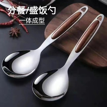 🛒臺灣24h🌳不鏽鋼打飯勺加厚長柄不易粘勺子家用廚房餐廳食堂舀菜分餐攪拌勺