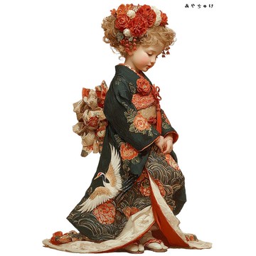 【12月新品4】07-114-0244 人物貼紙 和服復古