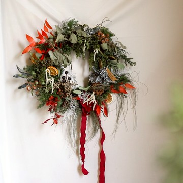 【遇見恆久】冬日詩篇日本進口永生不凋雪松花圈