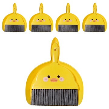 桌面迷你掃把組 23.5*18cm PET刷毛+PP  小鴨款 黃色  5組