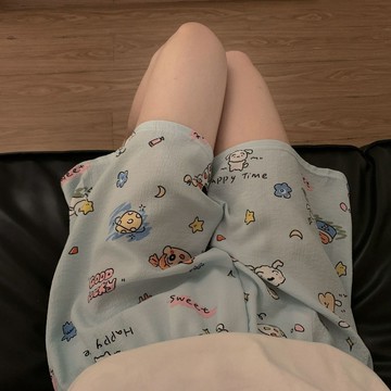 卡通睡褲 短睡褲 泡泡睡褲女 大尺碼短褲 夏季薄款短褲 家居短褲 居家褲 可外穿短褲女 女生居家短褲