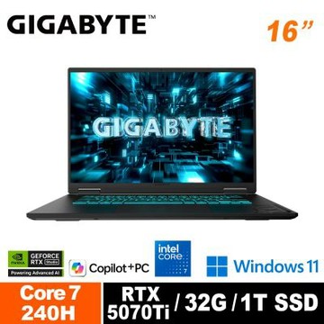 GIGABYTE 技嘉GAMING A16 PRO DXHG4TWCC4SH 16吋筆電 (Intel Core7-240H/RTX 5070Ti 12GB/32G/1TB/Win11H)