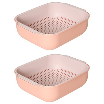 小柏克金 雙層蔬果瀝水籃 Set 2個  塑料/樹脂材質  粉色  22.5 x 18 x 7cm