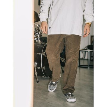 雙頭燕EKHLAS紋身刺青街頭滑板戶外寬松男女錐形燈芯絨簡約長褲