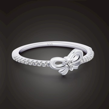 日韓簡約冷淡風蝴蝶結戒指女士潮人網紅S925純銀戒子指環生日禮物