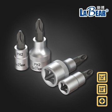 【LaBear】十字壓配套筒 1/4", 3/8" Dr. 2分/3分 十字旋具套筒  旋具頭 起子套筒