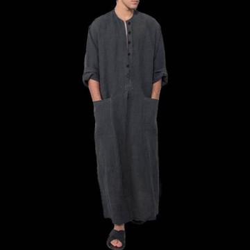 Men Islamic Thobe Pockets Robes Man Kaftan 男士寬松長袍襯衫