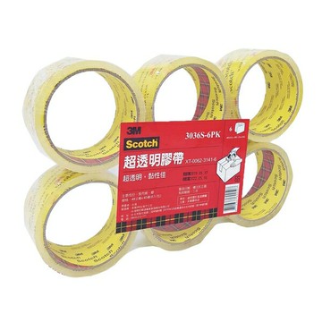 3M 3036S-6PK 超透明膠帶 封箱膠帶 (48mm*40Y) (6捲入)【APP滿額下單4%點數(單一帳號最高1000點)】7/31止