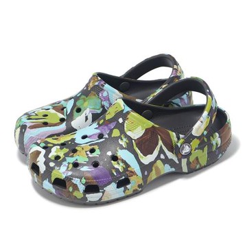 Crocs 洞洞鞋 Classic painted Floral Clog 男女鞋 黑沙 彩繪花卉克駱格 卡駱馳 2115870LD