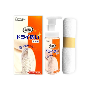 日本ST雞仔牌-洗淨力鞋用慕斯清潔劑-蘋果香150ml/橘盒(附擦拭布1入)