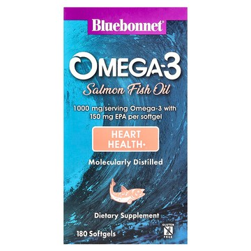 Bluebonnet Nutrition, Omega-3 鮭魚油，1000 毫克，180 粒軟膠囊