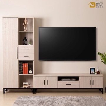 WAKUHOME瓦酷家具 Linda白橡簡約生活 8.6尺L型電視櫃-260x40x200cm