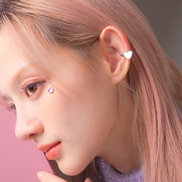 Crush 系列 I 2D 心型 * 耳骨夾 耳夾 愛心 銀色