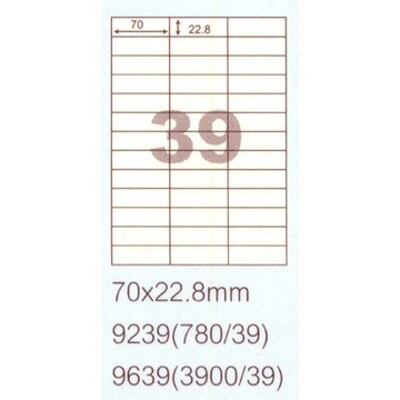 【文具通】阿波羅9239影印自黏標籤貼紙39格70x22.8mm P1410156