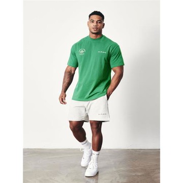 VQ新款跑步健身短袖男大碼圓領寬松歐美風t恤肌肉棉休閑運動衣服