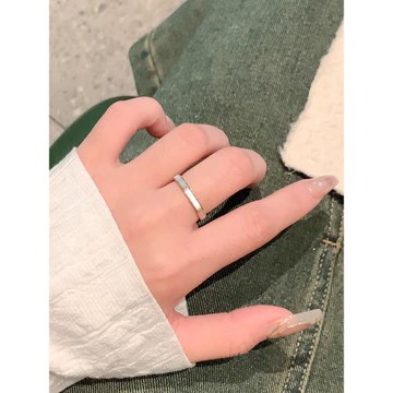 素戒仿白貝母戒指女輕奢高級感鈦鋼戒指素圈情侶對戒尾戒女食指環