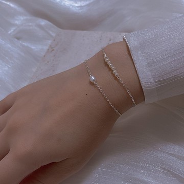 海的女兒 珍珠純銀手鏈 天然淡水珍珠溫柔氣質