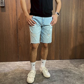 美國百分百【全新真品】Hollister Co. 牛仔短褲 HCO 淺藍 刷白 牛仔褲 褲子 破壞 破褲 CA73