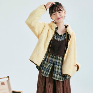 OB嚴選中大尺碼-日系保暖長刷毛立領抽繩拉鍊外套《EA3849》